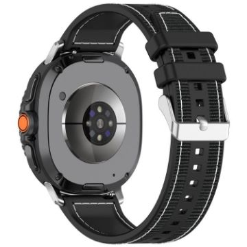Samsung Galaxy Watch 8/8 Classic Hybrid Nylon Silicone Band Black - 1