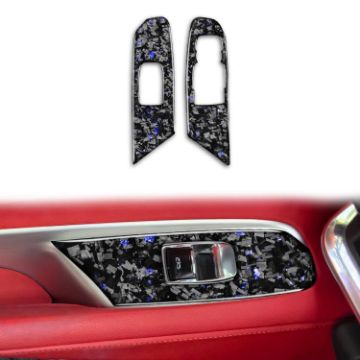 2pcs Gold Foil Carbon Fiber Window Sticker for Corvette C8 (Blue) - 1