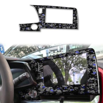 Blue Gold Foil Carbon Fiber Screen Frame Sticker for Corvette C8 2020+ - 1
