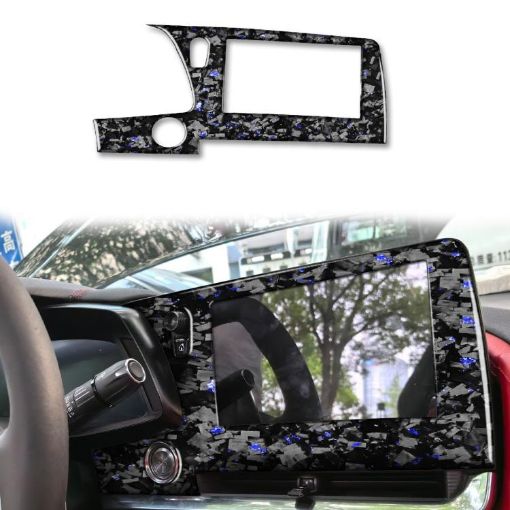 Blue Gold Foil Carbon Fiber Screen Frame Sticker for Corvette C8 2020+ - 1
