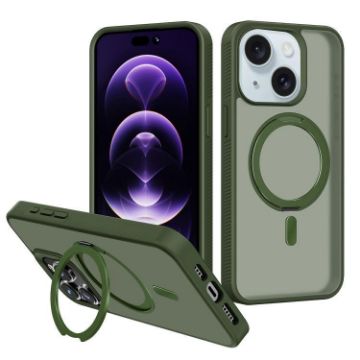 For iPhone 14 MagSafe Kalebol Rotating Holder Case (Deep Green) - 1
