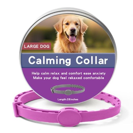 Large Dog Calming Deworming Collar - Fleas & Ticks Removal, Purple - 1