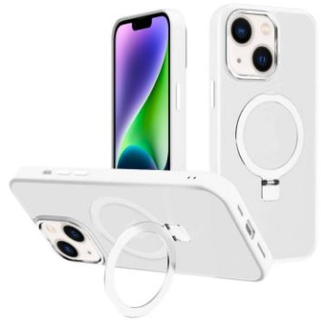 iPhone 14 Frosted White MagSafe Case with Metal Lens Frame - 1