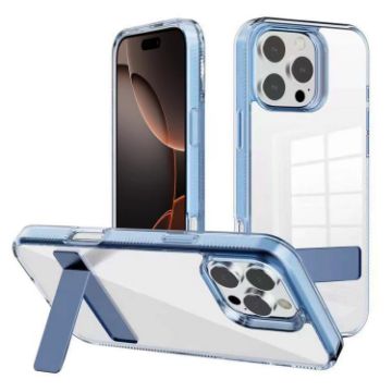 iPhone 16 Pro Kalebol Clear Acrylic TPU Case (Blue Holder) - 1