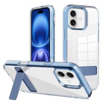 iPhone 16 Plus Kalebol Holder Clear Acrylic TPU Case (Blue) - 1