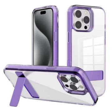 iPhone 15 Pro Max Kalebol Holder Clear Acrylic TPU Case (Purple) - 1