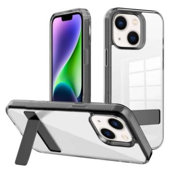 iPhone 14 Plus Kalebol Holder Clear Acrylic TPU Case (Black) - 1