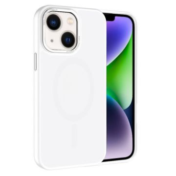 iPhone 14 Plus Frosted White MagSafe Case with Metal Lens Frame - 1