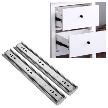 16" Mute Stainless Steel Sliding Drawer Slides, 3-Section, 40cm - 1