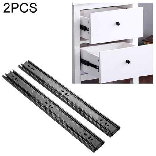 14" 3-Section Mute Steel Sliding Drawer Slides - 2pcs/Pair 35cm - 1