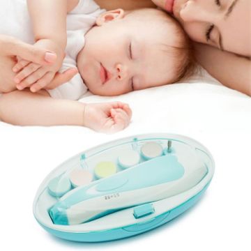 Baby Nail Clipper Trimmer Kit: 6-in-1 Electric Manicure Tool (Blue) - 1