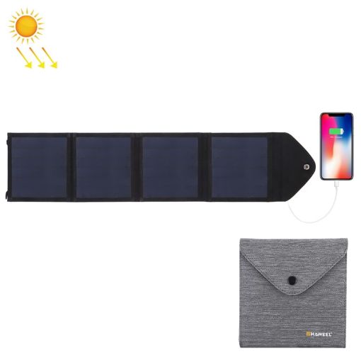 HAWEEL 14W Ultrathin Foldable Solar Charger, 5V/2.2A USB, QC3.0, AFC - 1