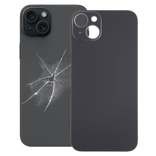 iPhone 15 Plus Black Camera Hole Glass Back Cover Replacement - 1