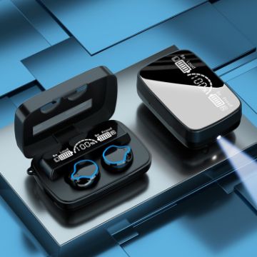 M9 TWS Bluetooth 5.1 Earphone with Charging Box & Flashlight (Black) - 1