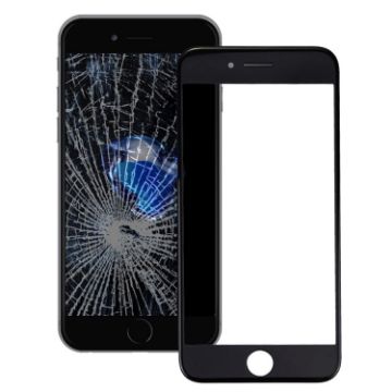 iPhone 7 Black Front Glass Lens with LCD Bezel Frame - 1