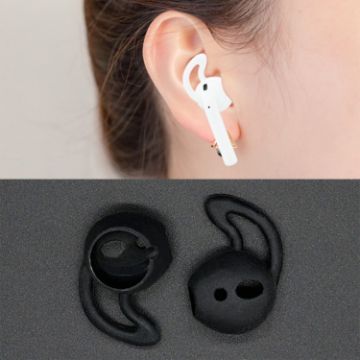 2pcs Black Silicone Ear Caps for Wireless AirPods Earphones - 1