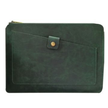 Genuine Leather Business Laptop Tablet Bag, 13.3" & Below, Green - 1