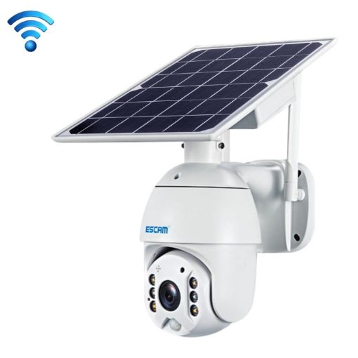 ESCAM QF280 HD 1080P Solar WiFi Camera, Night Vision, Audio, White - 1