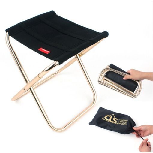 CLS Portable Aluminum Alloy Fishing BBQ Folding Stool, Black, 24.8x22.5x27cm - 1