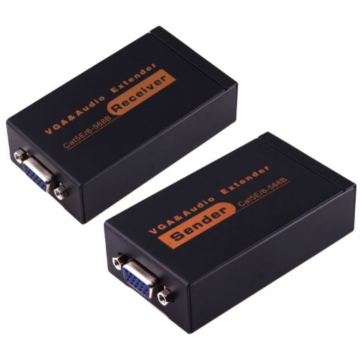 VGA & Audio Extender 1920x1440 HD 100m with UK Plug Adapter - 1