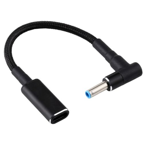 100W USB-C Adapter Cable for HP, 4.5x0.6mm Elbow, Nylon Braid - 1