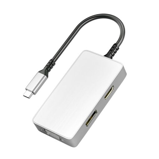 ULT-unite 5 in 1 USB-C Hub: Audio, VGA, DP, HDMI, PD Adapter (White) - 1
