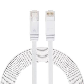 5m CAT6 Ultra-thin Flat Ethernet Cable, RJ45 Patch Lead White - 1