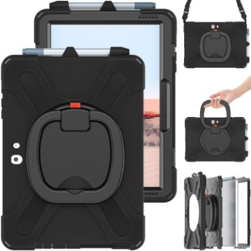 Black Silicone+PC Protective Case w/ Holder & Strap for Surface Go 4/3/2/1 - 1
