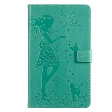 Galaxy Tab A 8.0 2019 Green Cat & Woman Flip Case with Wallet - 1