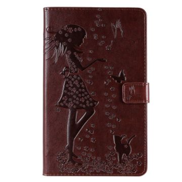 Galaxy Tab A 8.0 2019 Woman & Cat Flip Leather Case Brown - 1
