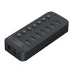 ORICO CT2U3-7AB-BK 7 Port USB HUB with Switches, UK Plug (Black) - 1