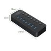 ORICO CT2U3-7AB-BK 7 Port USB HUB with Switches, UK Plug (Black) - 2