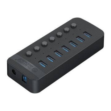 ORICO CT2U3-7AB-BK 7-Port USB HUB with Switches, AU Plug, Black - 1