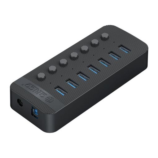 ORICO CT2U3-7AB-BK 7-Port USB HUB with Switches, AU Plug, Black - 1