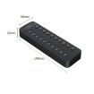 ORICO CT2U3-10AB-BK 10 Port USB HUB with Switches, UK Plug (Black) - 2