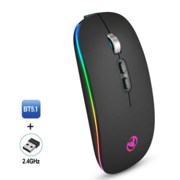 HXSJ M103FG Wireless Mouse 1600dpi 2.4G+Bluetooth RGB Black - 1