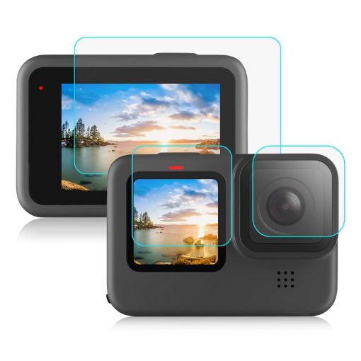 PULUZ Tempered Glass for GoPro Hero12/11/10/9 Lens & LCD Display - 1