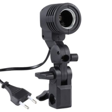 Black E27 AC Socket Studio Light Mount with Umbrella Holder - 1
