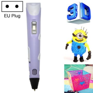 Purple Hand-held 3D Printing Pen with EU Plug - 1