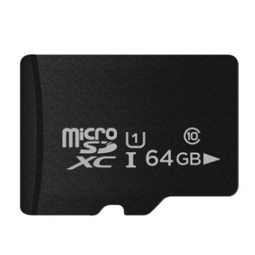 64GB Class 10 Micro SD Card, Write 8mb/s, Read 12mb/s, Black - 1