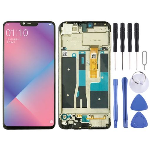OPPO A5/A3s TFT LCD Screen Digitizer Assembly with Frame Black - 1
