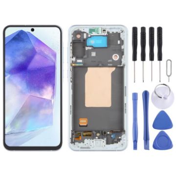 Samsung Galaxy A55 OLED LCD Screen Assembly with Frame (Baby Blue) - 1