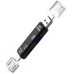 3 in 1 TF USB to Micro USB Type-C Card Reader OTG Adapter Black - 1