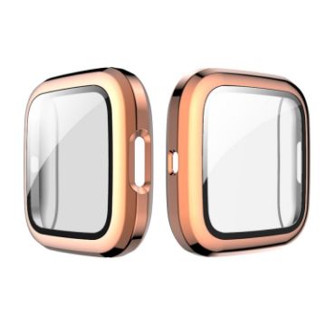 Fitbit Versa 2 Rose Gold Plating PC Shell + Tempered Glass Film - 1