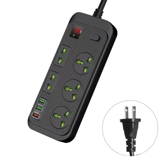 T17 3000W Smart Timing Socket with QC3.0 USB, 2m US Plug (Black) - 1