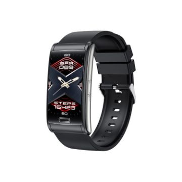 E600 Smart Watch 1.47" Heart Rate/BP Monitor Silicone Strap Black - 1