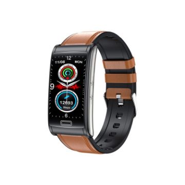E600 Smart Watch: 1.47" Screen, Leather Strap, Heart/BP Monitor - 1