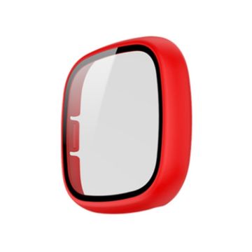 Frosted PC + Tempered Glass Watch Case for Fitbit Versa 3/Sense (Red) - 1