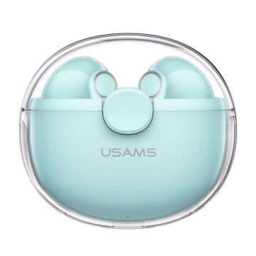 USAMS BU12 Green Bluetooth 5.1 TWS Half In-Ear Wireless Earphones - 1