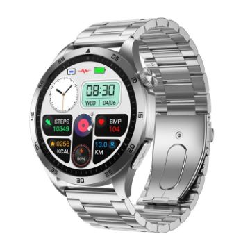 ET485 1.43" Smart Watch, Steel Strap, Bluetooth Call/ECG, Silver - 1